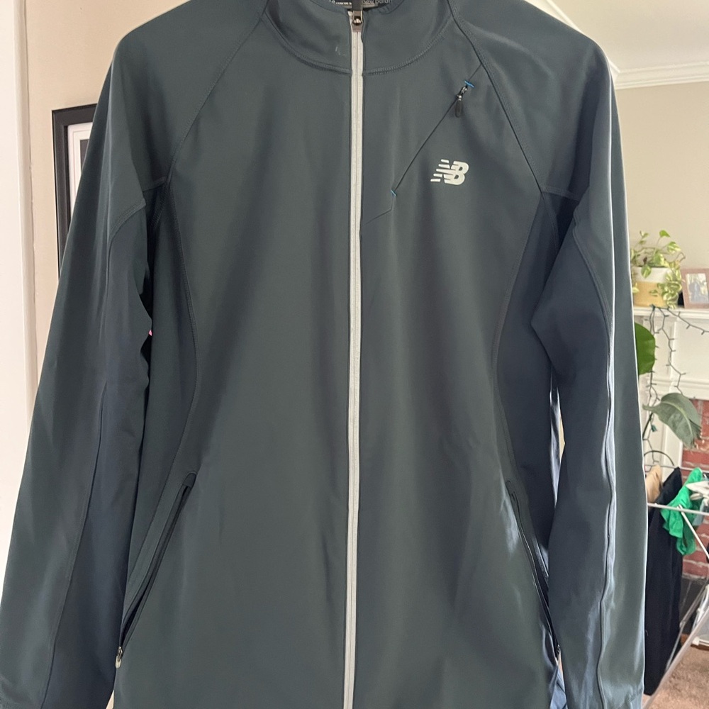 New Balance Men's Jacket - Dark Green with White Accents
